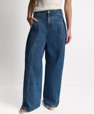 BCBG Women's Wide-Leg Loose-Fit Seamed Jeans