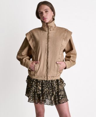 BCBG Женская куртка BCBG Women's Acid Wash Collared Oversize Jacket