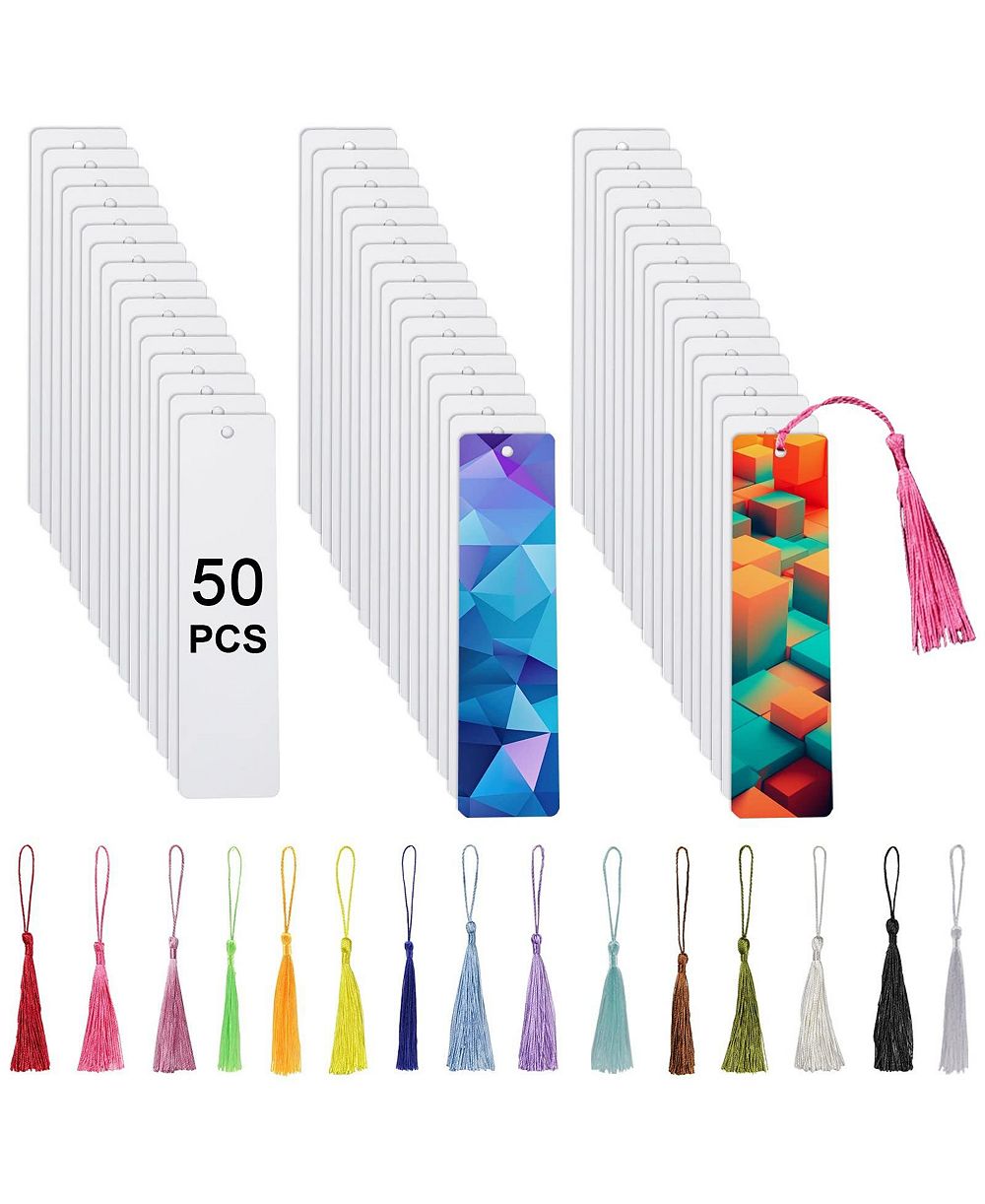 GNUADZ Sublimation Blank Aluminum Bookmarks with Tassels
