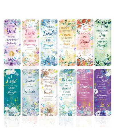 GNUADZ Religious Verse Paper Bookmark Cross Flower Gift