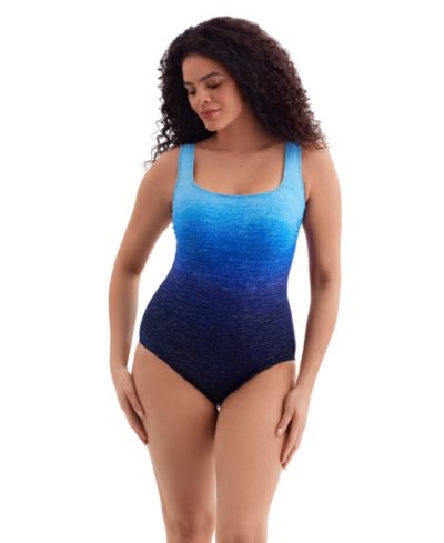 Longitude Women's Tribal Nights Double X-Back Tank Long Torso One-Piece Swimsuit
