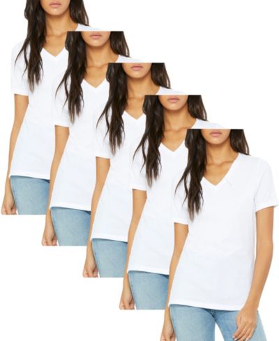Комплект из 5 футболок Blu Rock Women's Loose Fit Short Sleeve V-Neck Cotton Stretch