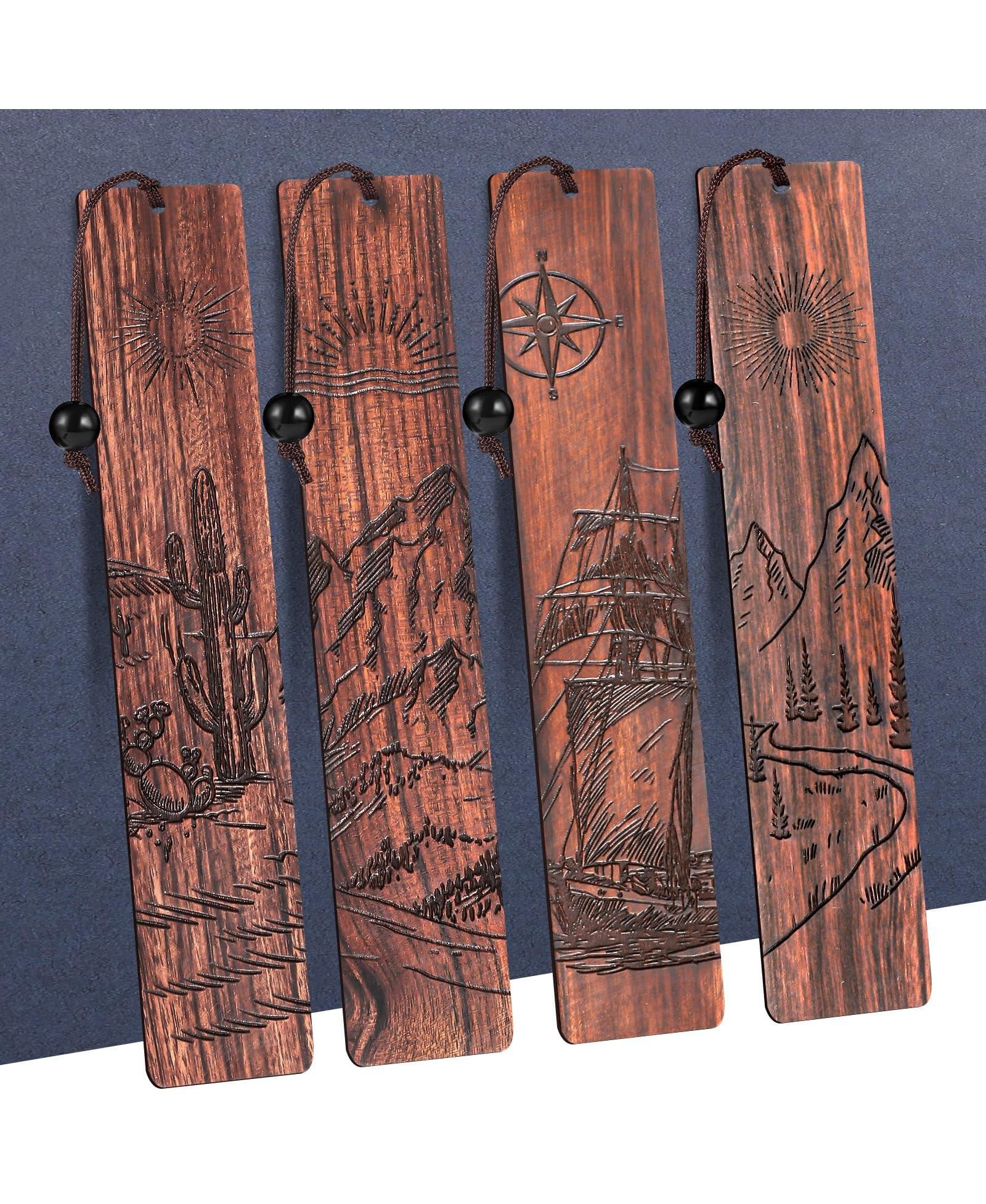 Деревянная закладка GNUADZ Wood Bookmark Мужской Adventure Carving Vintage Gift