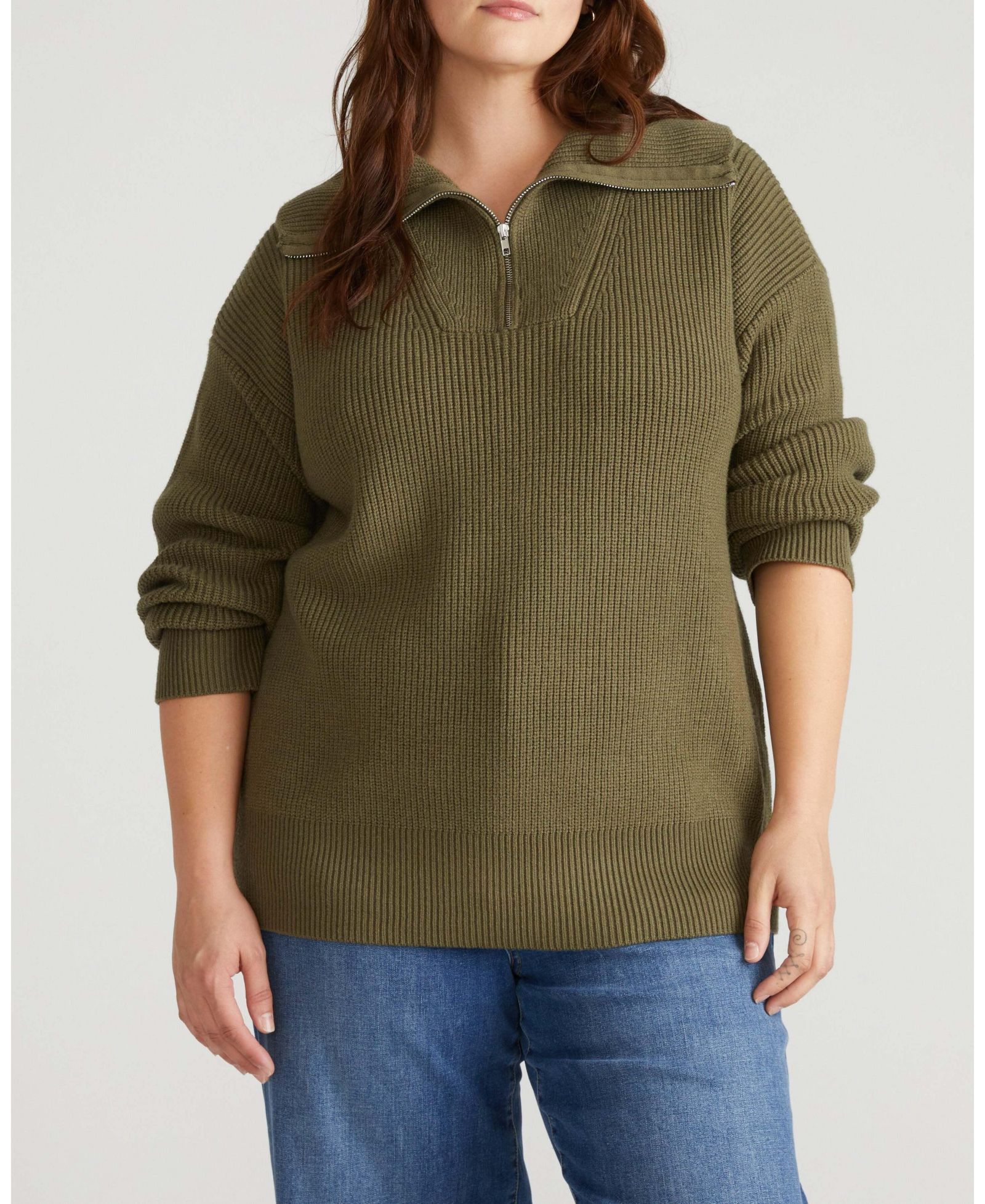 Universal Standard Plus Size Brenda Ribbed Quarter-Zip Sweater