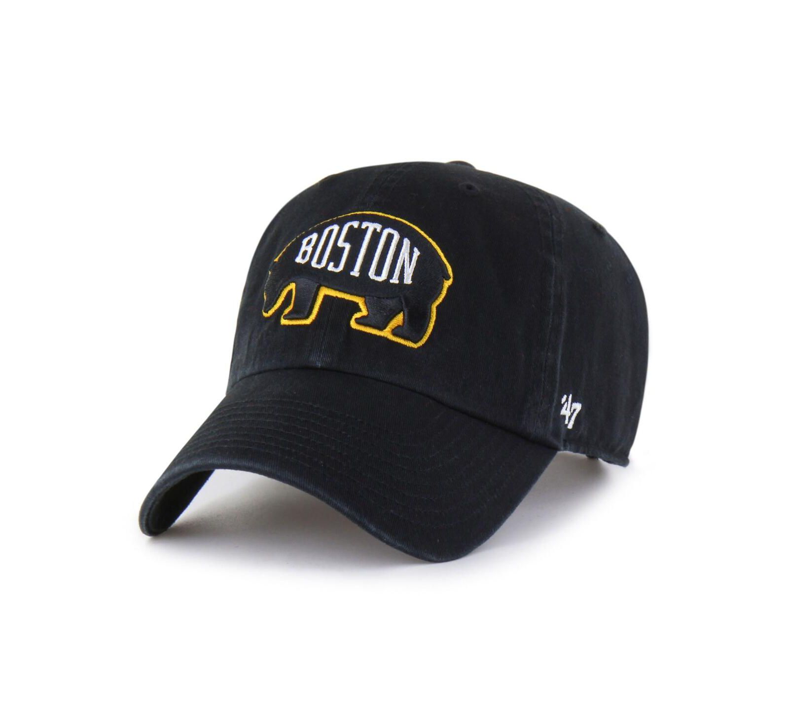 Мужская бейсболка '47 Brand Black Boston Bruins Alternate Logo Clean Up