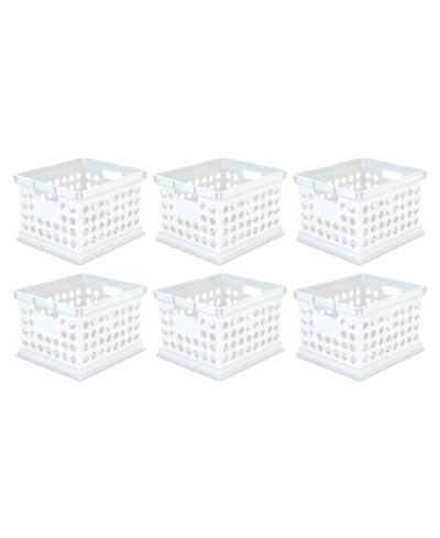Sterilite Stackable Plastic Storage Open Crate Bin Organizer Box, 6-Pack