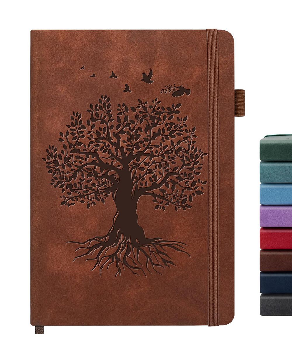 GNUADZ A5 Hardcover Notebook with Leather Lining - 200 Pages of Thick, Lined Paper