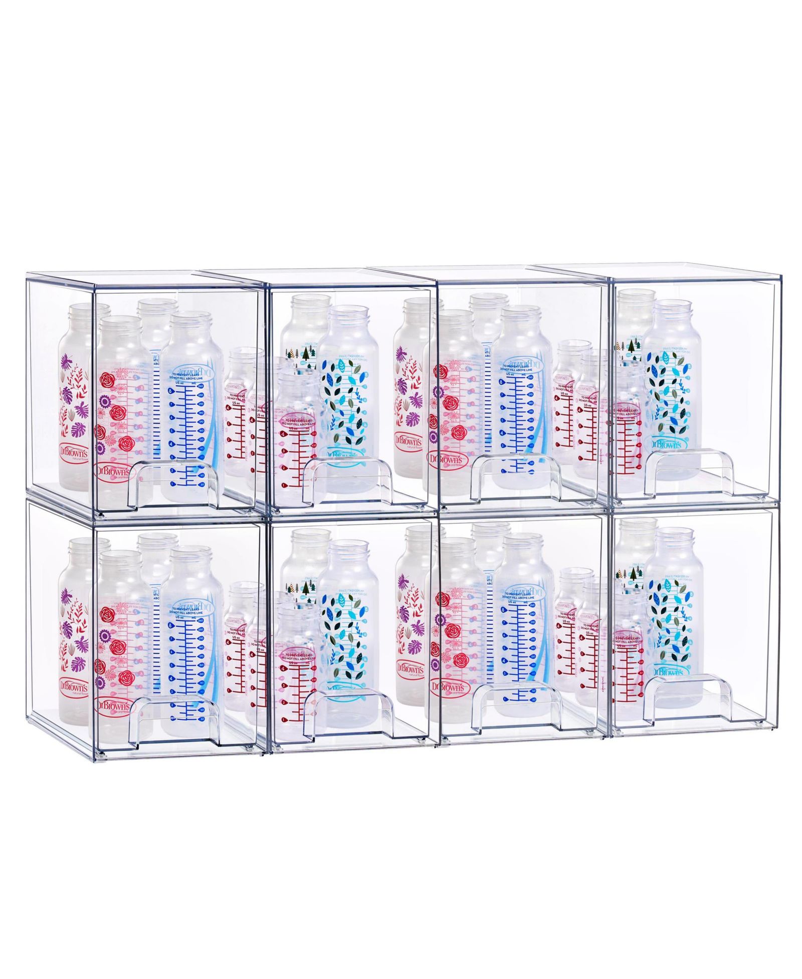 Органайзер Sorbus 8 Tall Clear Stackable Pull-Out Storage Bins для детских бутылочек, ванной и кухни