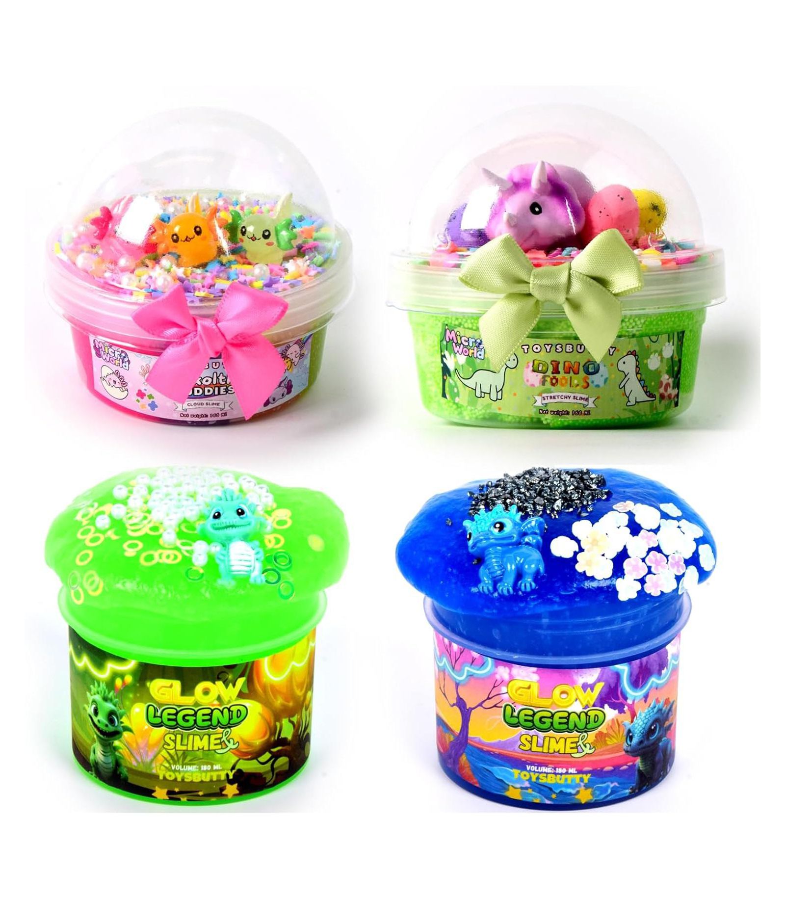 Набор для создания слайма ToysButty FINOCLAY для детей, 4 упаковки CloudandFoam Slime с шармами, светящийся в темноте