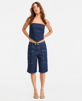 Bar III Women's Denim Cargo Shorts, Macy's Exclusive