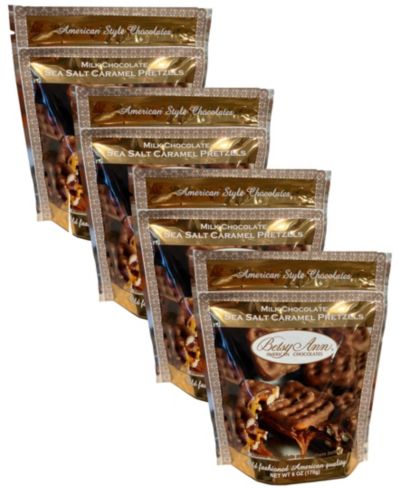 Betsy Ann Chocolates классический шоколад с соленой карамелью и кренделем, упаковка 4 шт