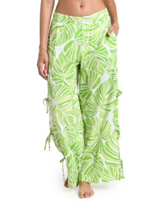 La Blanca Women's Serene Palm Print Pull-On Swim Cover-Up Pants
