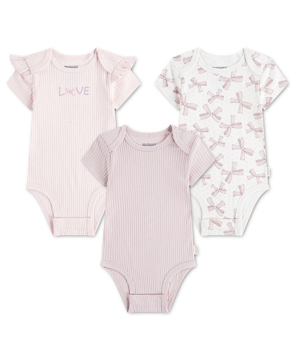 Детские боди Huggies для девочек с коротким рукавом, упаковка из 3 шт.
