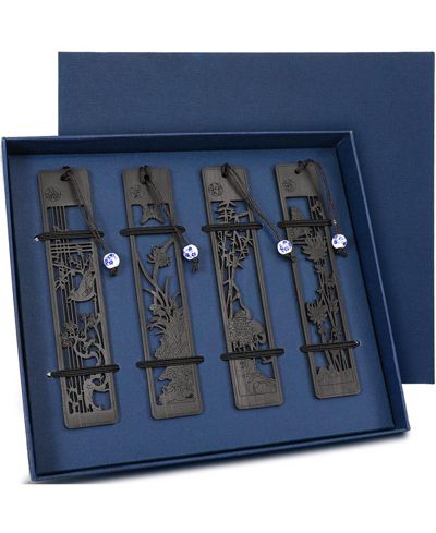 GNUADZ Wooden Bookmarks Vintage Carving Hollow Gifts