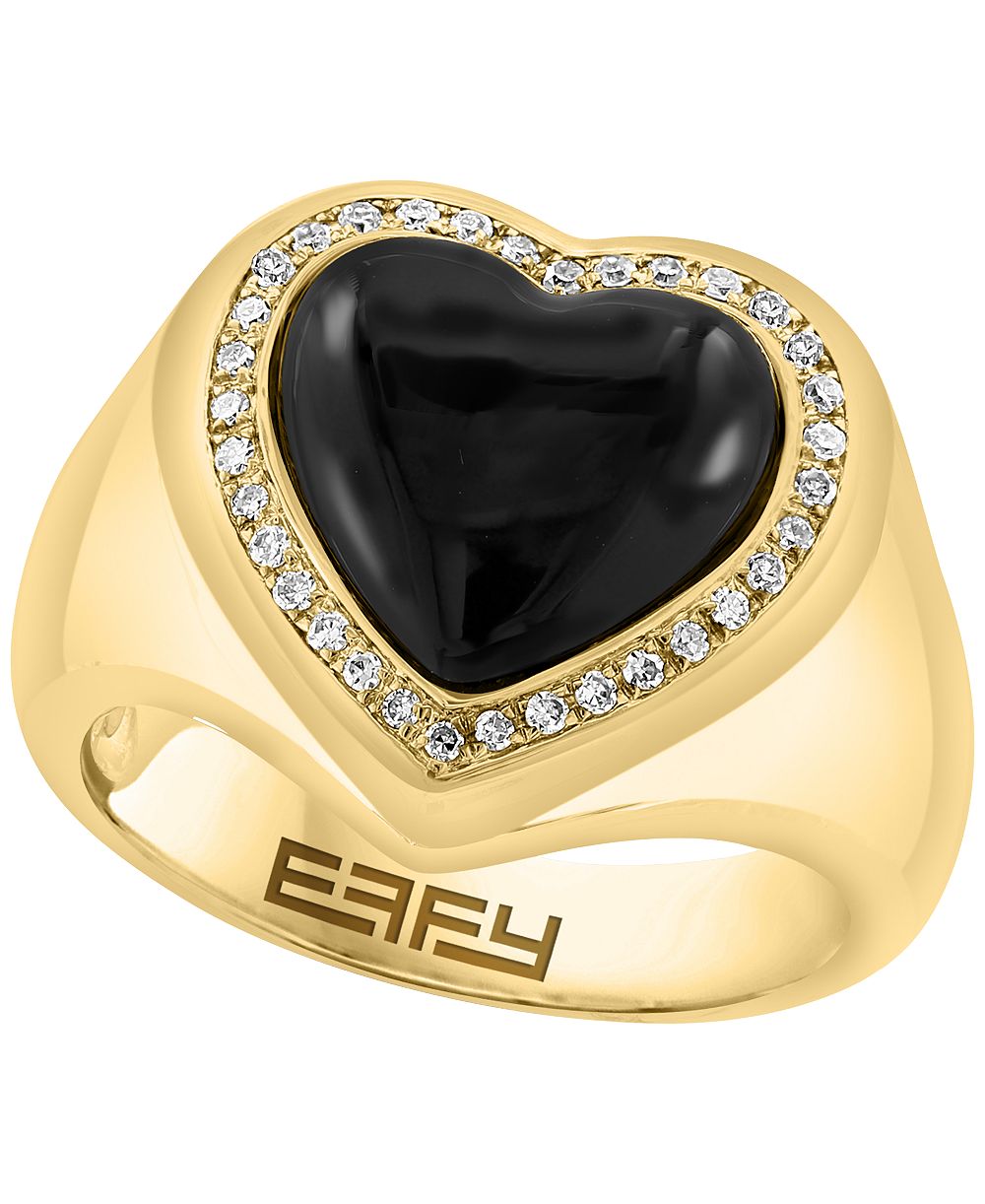 Кольцо EFFY Collection с ониксом и бриллиантом в 14k золоте