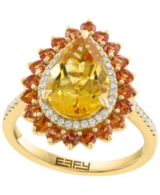 EFFY Collection кольцо с цитрином (3-3/5 ct. t.w.) и бриллиантом (3-5/8 ct. t.w.) в 14k Yellow Gold