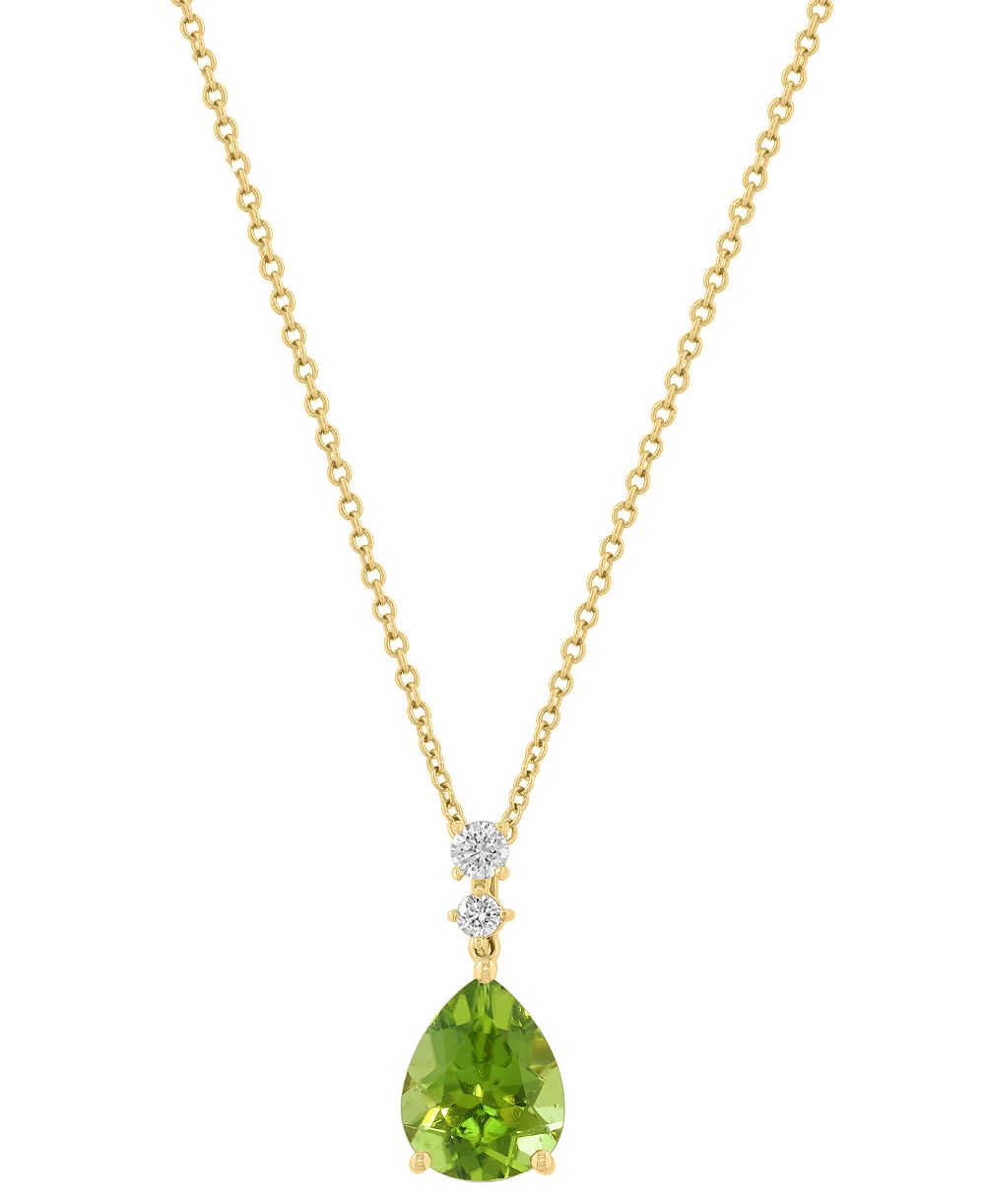 Подвеска-кулон EFFY Collection Peridot (2-1/2 ct. t.w.) & Diamond (1/10 ct. t.w.) в желтом золоте 14k
