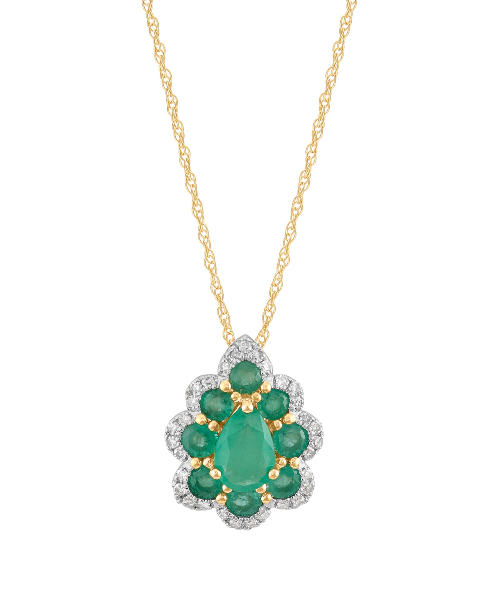 Macy's Sapphire (1-1/4 ct. t.w.) & Diamond (1/10 ct. t.w.) Pendant Necklace in 14k White Gold (Also Available in Ruby and Emerald)