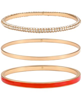 GUESS Gold-Tone Crystal Stone Bangle Bracelet, 3-Piece Set