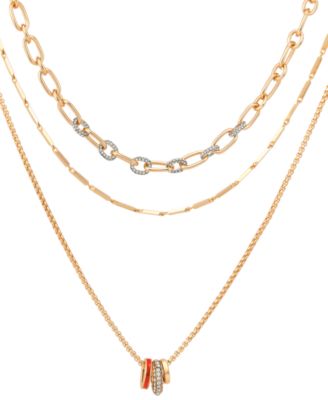 GUESS Gold-Tone Crystal Stone Layered Necklace
