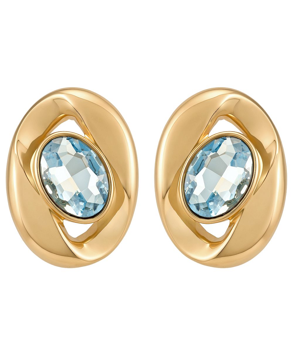 GUESS Gold-Tone Aqua Stone Stud Earrings