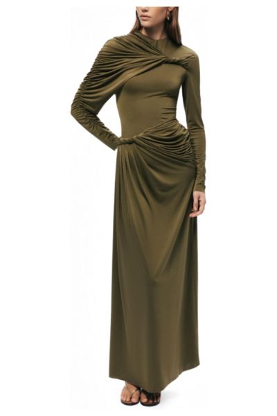 NOCTURNE Women's Draped Long Sleeve Maxi Dress
