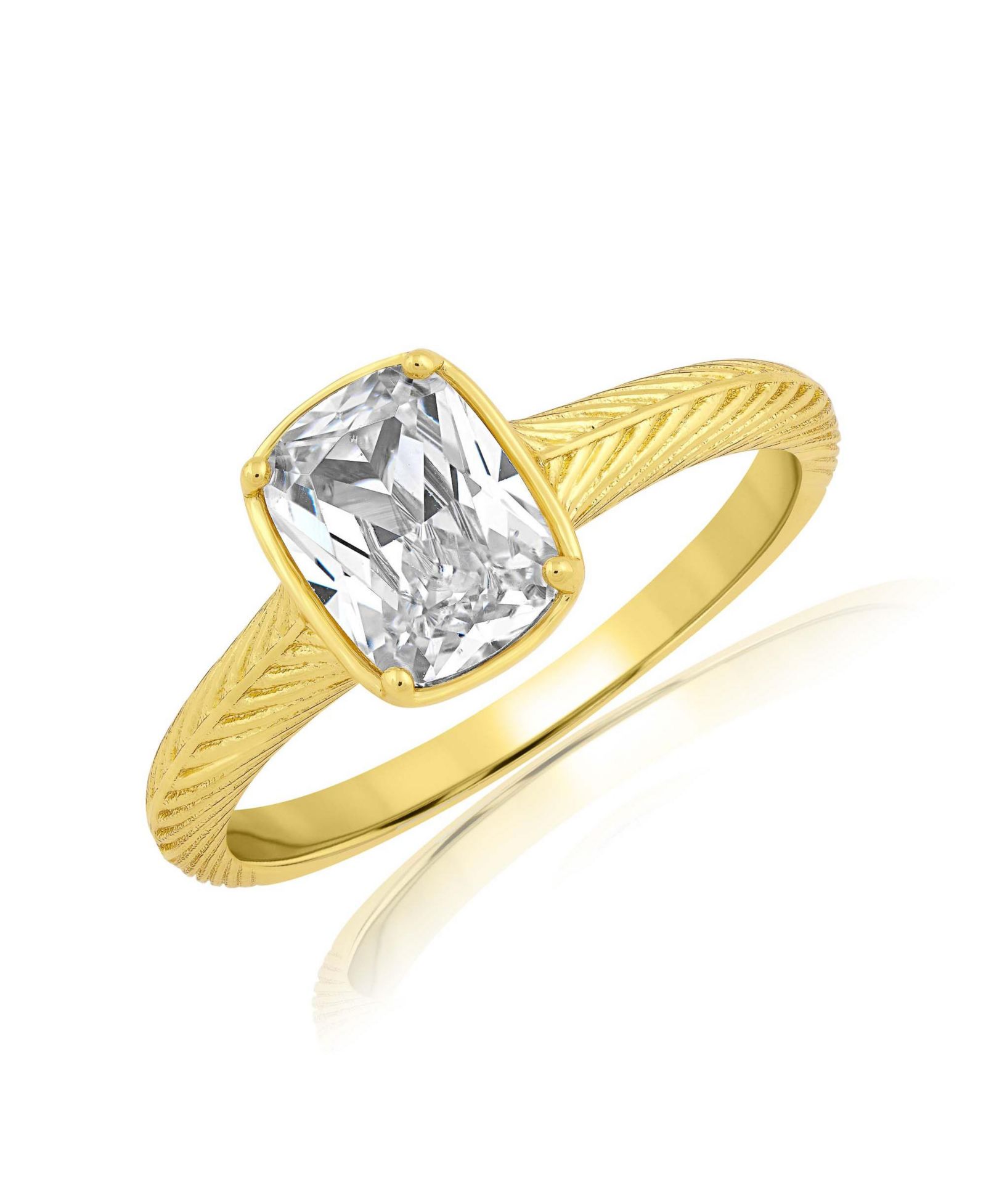 Элегантное кольцо Simona Radiant-Cut Solitaire CZ Designed Band