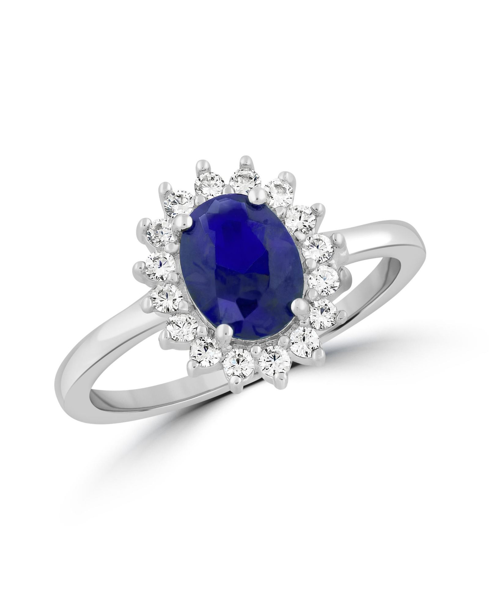 Кольцо Simona Elegant Oval Sapphire Halo CZ Flower Design