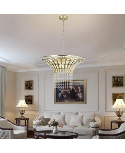 Хрустальная люстра Clihome 8-Light Wide Crystal Waterfall