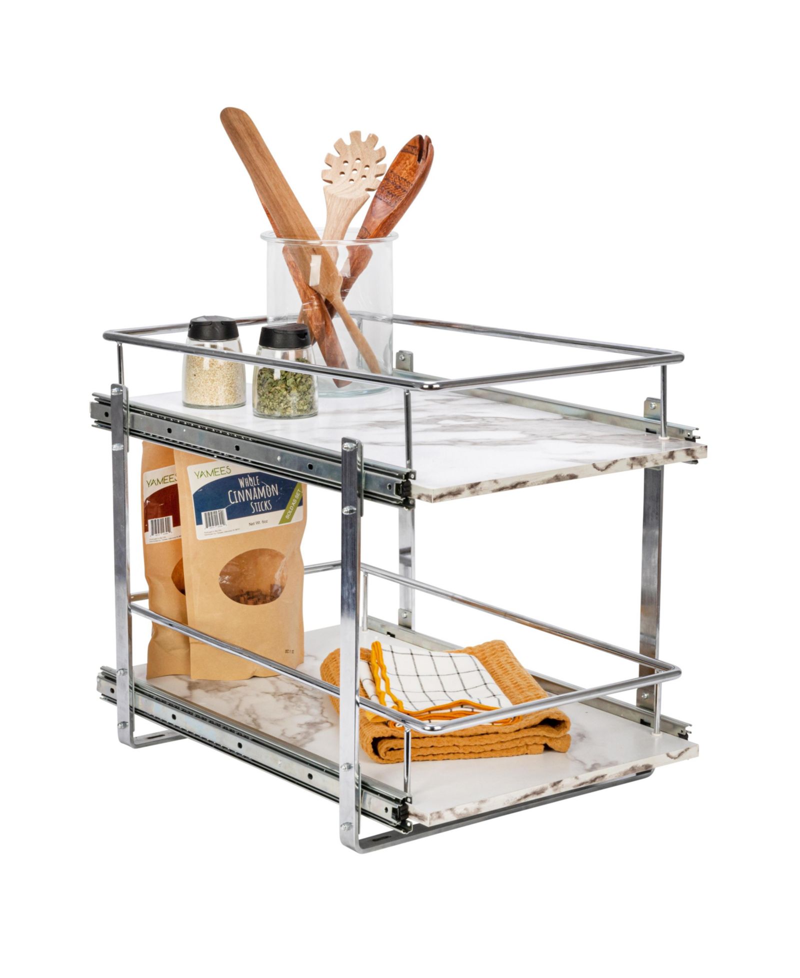 Household Essentials Glidez Steel Pull-Out Storage Organizer, 2-Tier Design