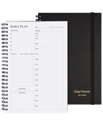 GNUADZ Planner Daily Agenda To Do List Hourly Schedule Spiral Appointment Book Elastic Closure Inner Pocket