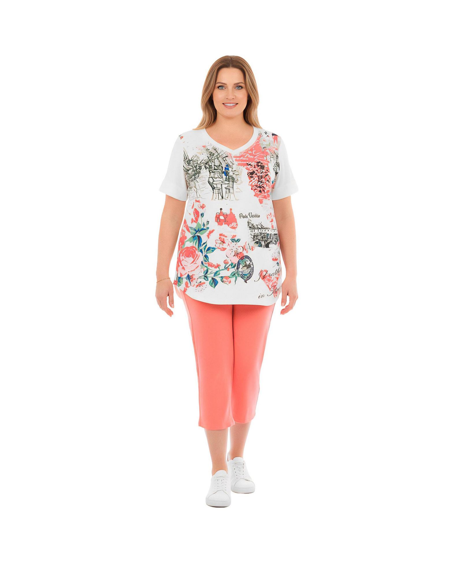 Комплект Woman Within Plus Size Within Two-Piece V-Neck Tunic & Capri Set