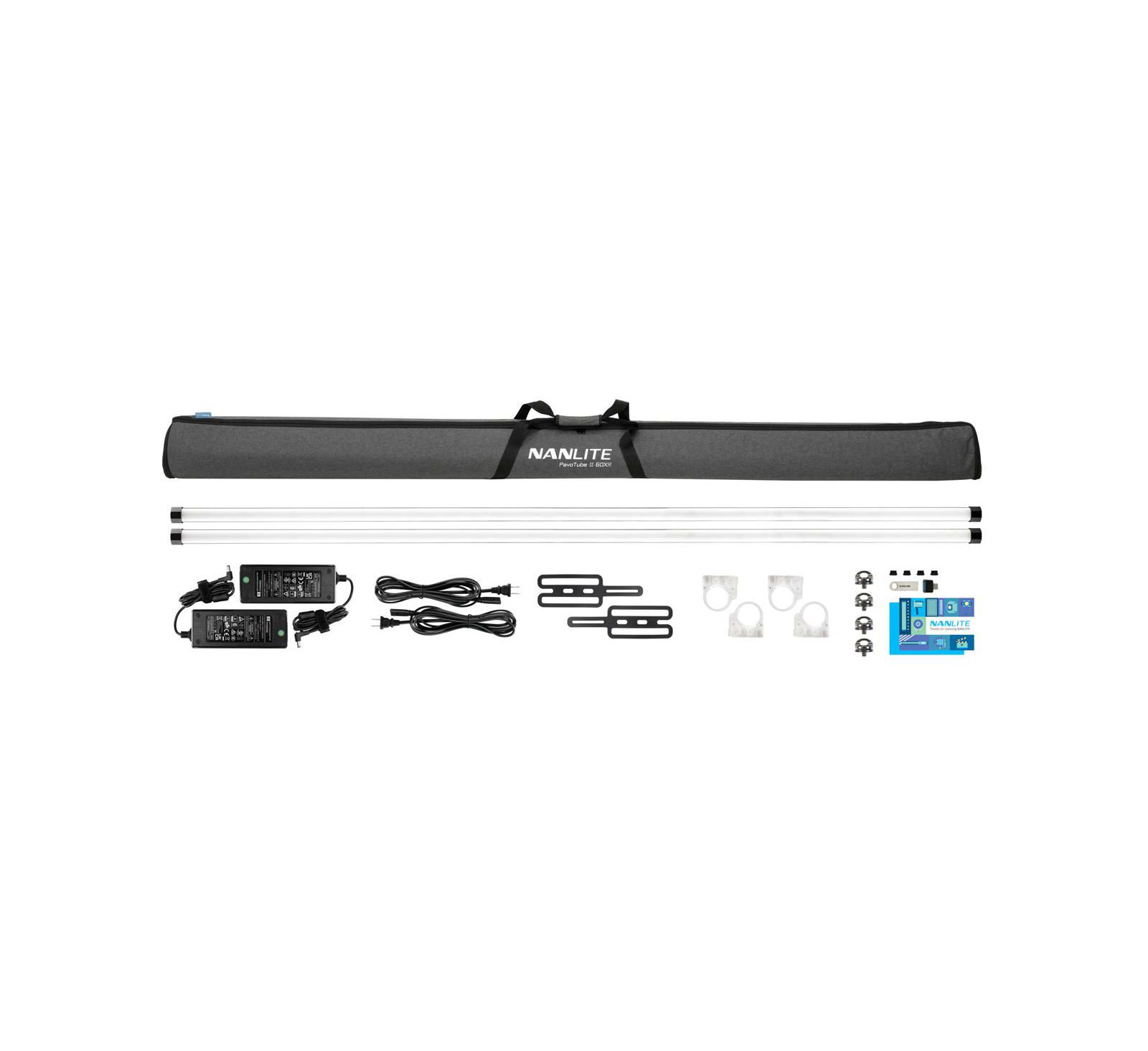 Набор из 2 светильников Nanlite PavoTube II 60XR 8' 106W RGBWW пиксельная трубка, встроенный CRMX