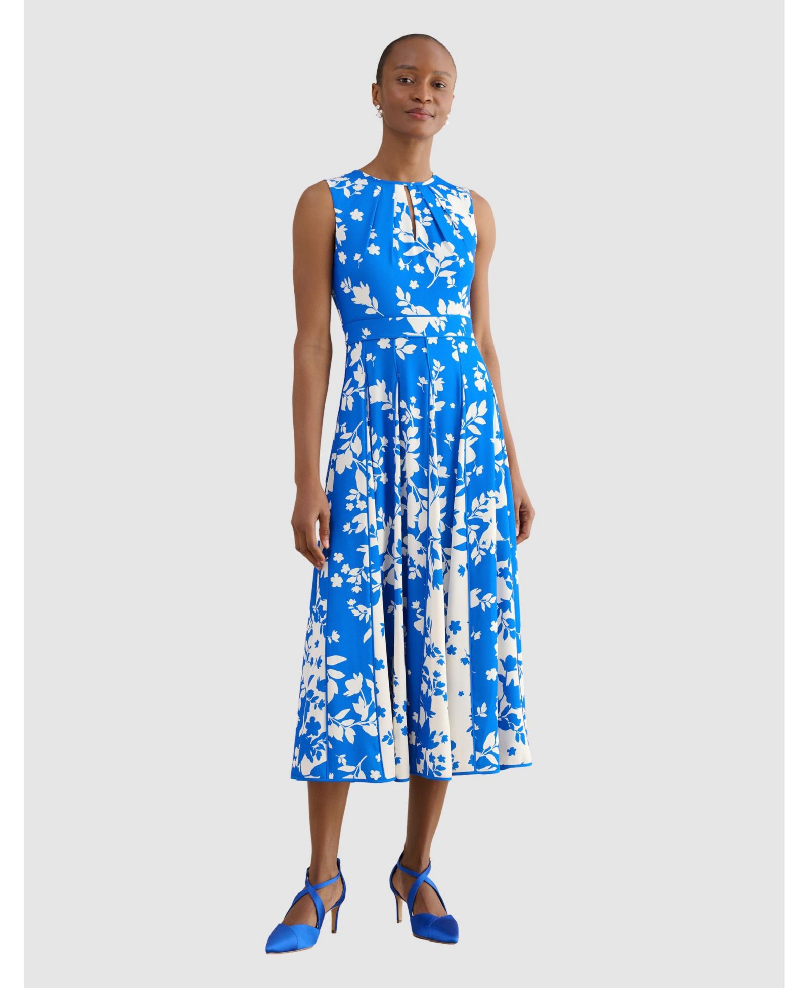 Платье Hobbs London Women's Angelica Pleated Fit-Flare Midi