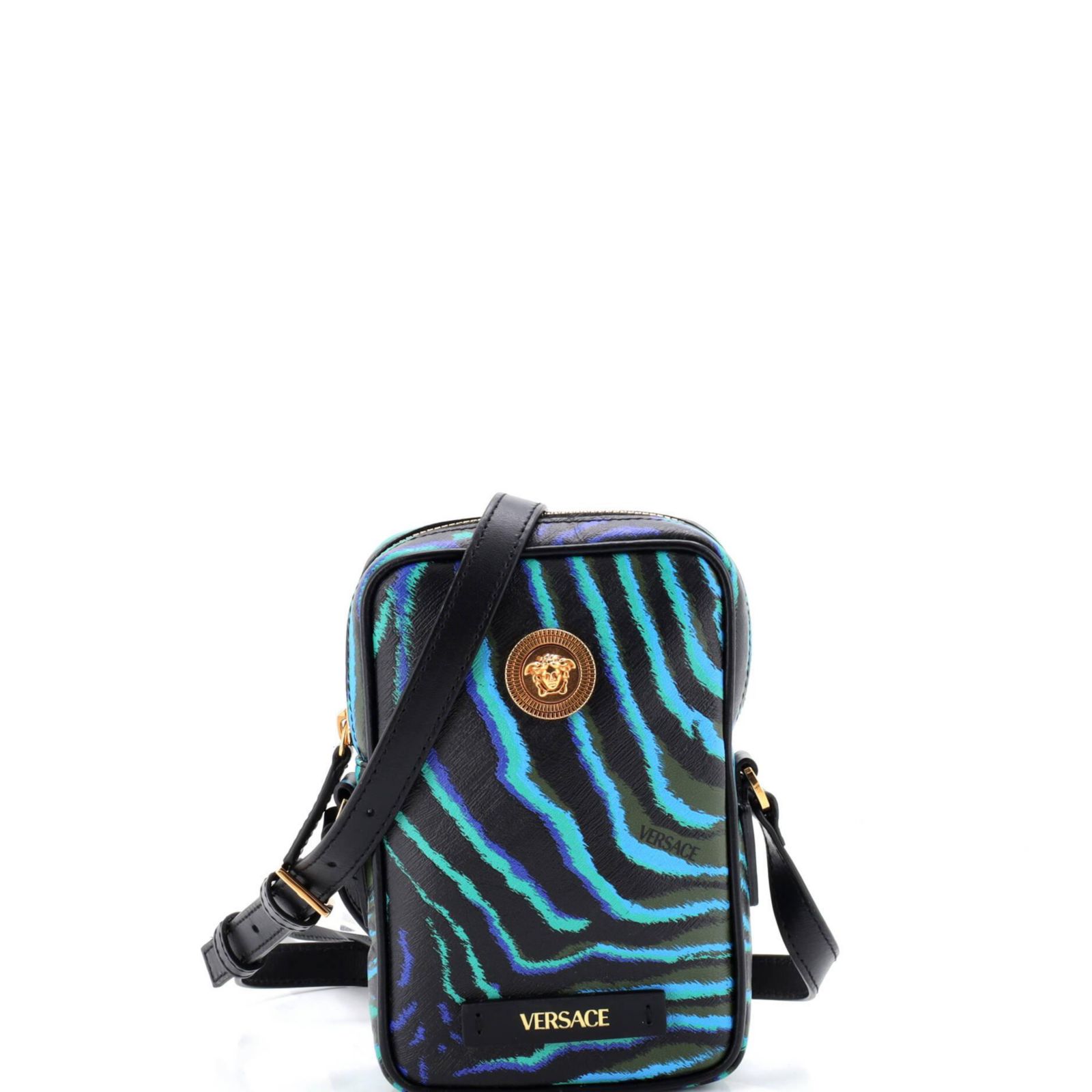 Б/у сумка через плечо Versace Micro Medusa Biggie Pouch из кожи с принтом