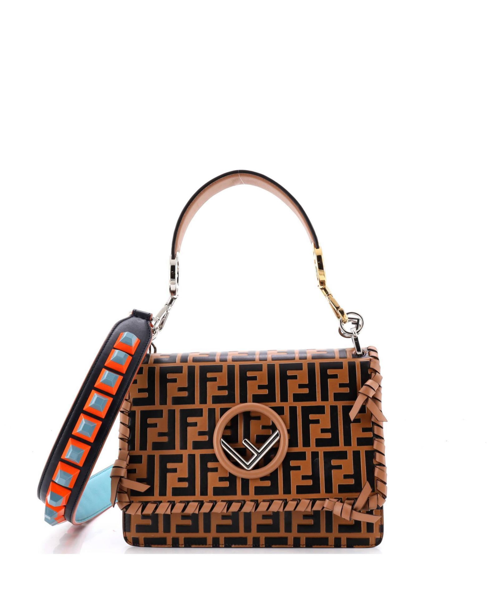 Сумка Fendi Medium Kan I F Shoulder Bag Zucca Embossed Leather Pre-Owned