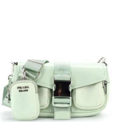 Pre-Owned Prada Buckle Pocket Crossbody Bag Spazzolato Leather and Tessuto