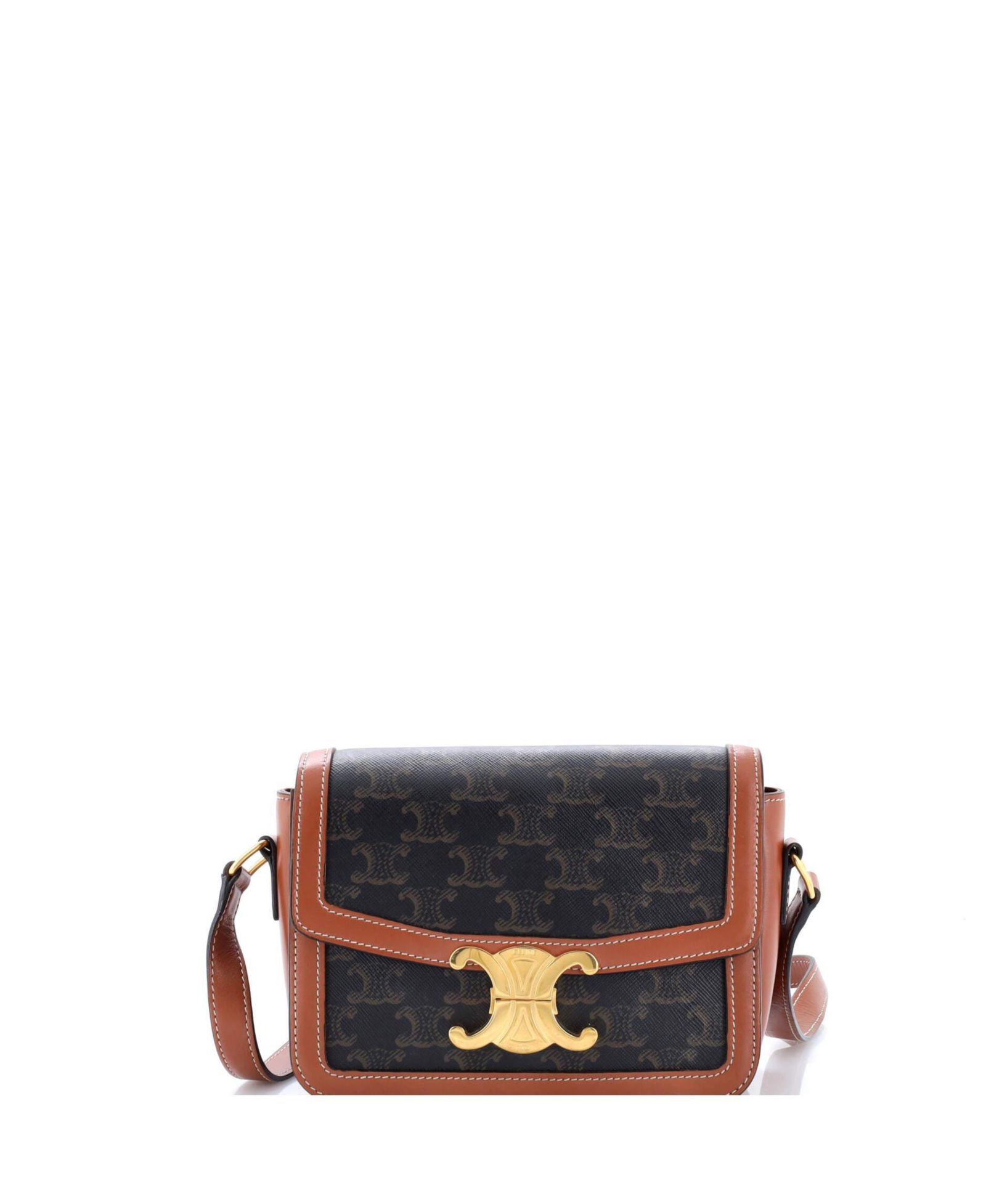 Pre-Owned Celine Teen Triomphe Shoulder Bag Triomphe Coated Canvas