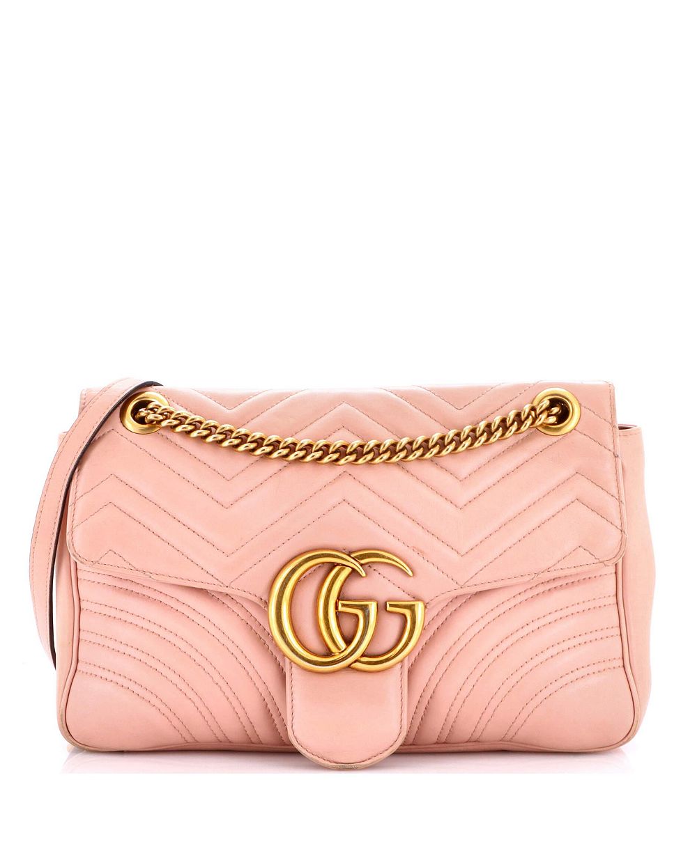 Б/у сумка Gucci Medium GG Marmont с клапаном из стеганой кожи