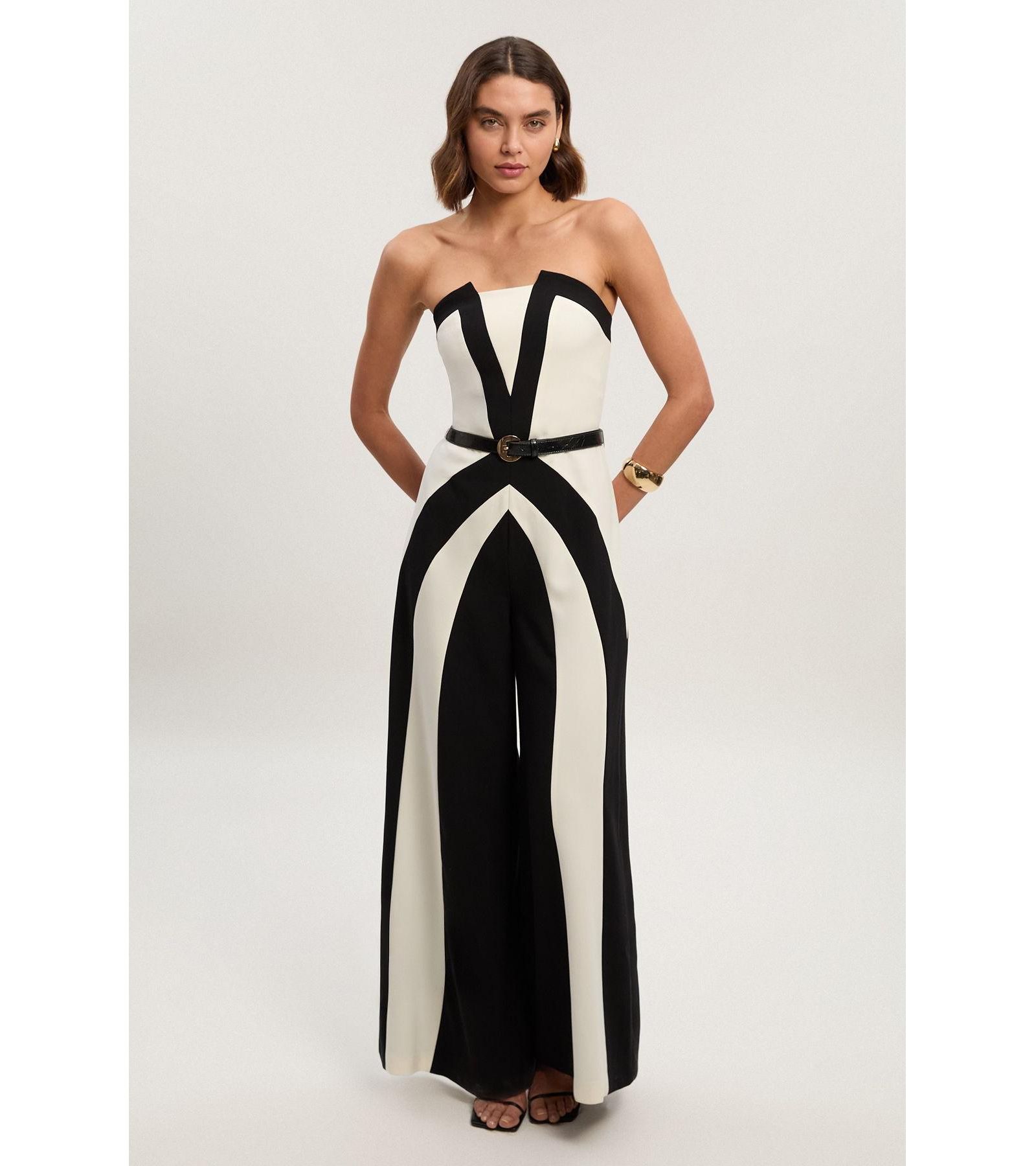 Karen Millen Women's Block Bandeau Jumpsuit