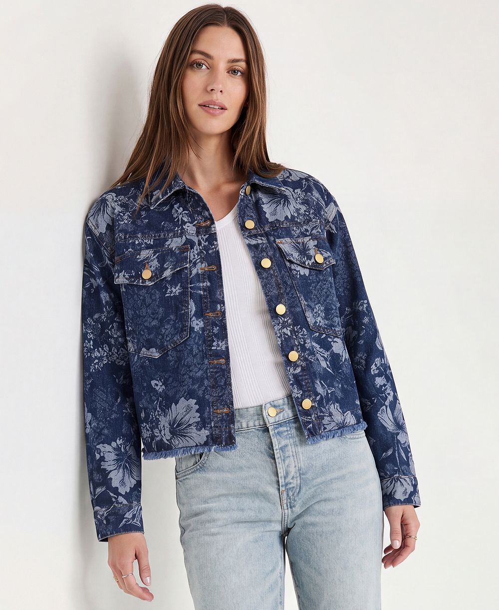 Джинсовая куртка Liverpool Los Angeles Petite Floral Jacquard с длинным рукавом