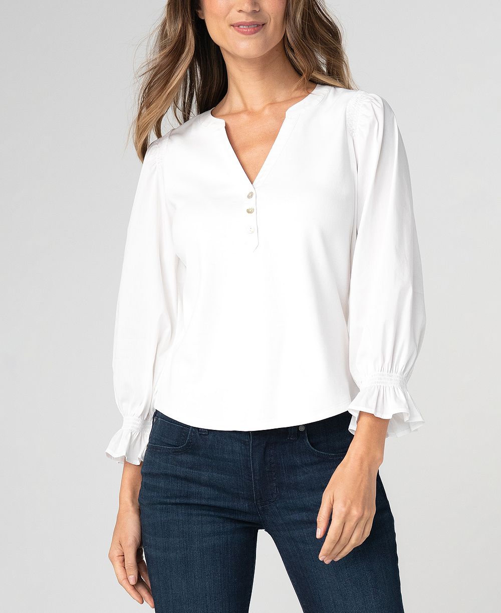 Liverpool Los Angeles Petite Modified V-Neck Blouse