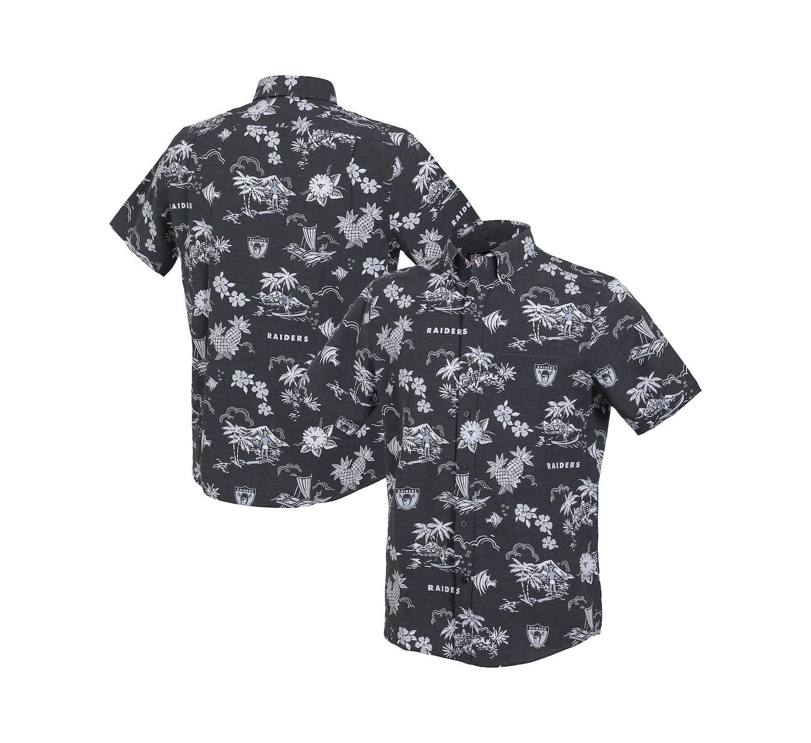 Рубашка Reyn Spooner Men's Black Oakland Raiders Gridiron Classics Throwback Kekai Performance Button-Down Shirt