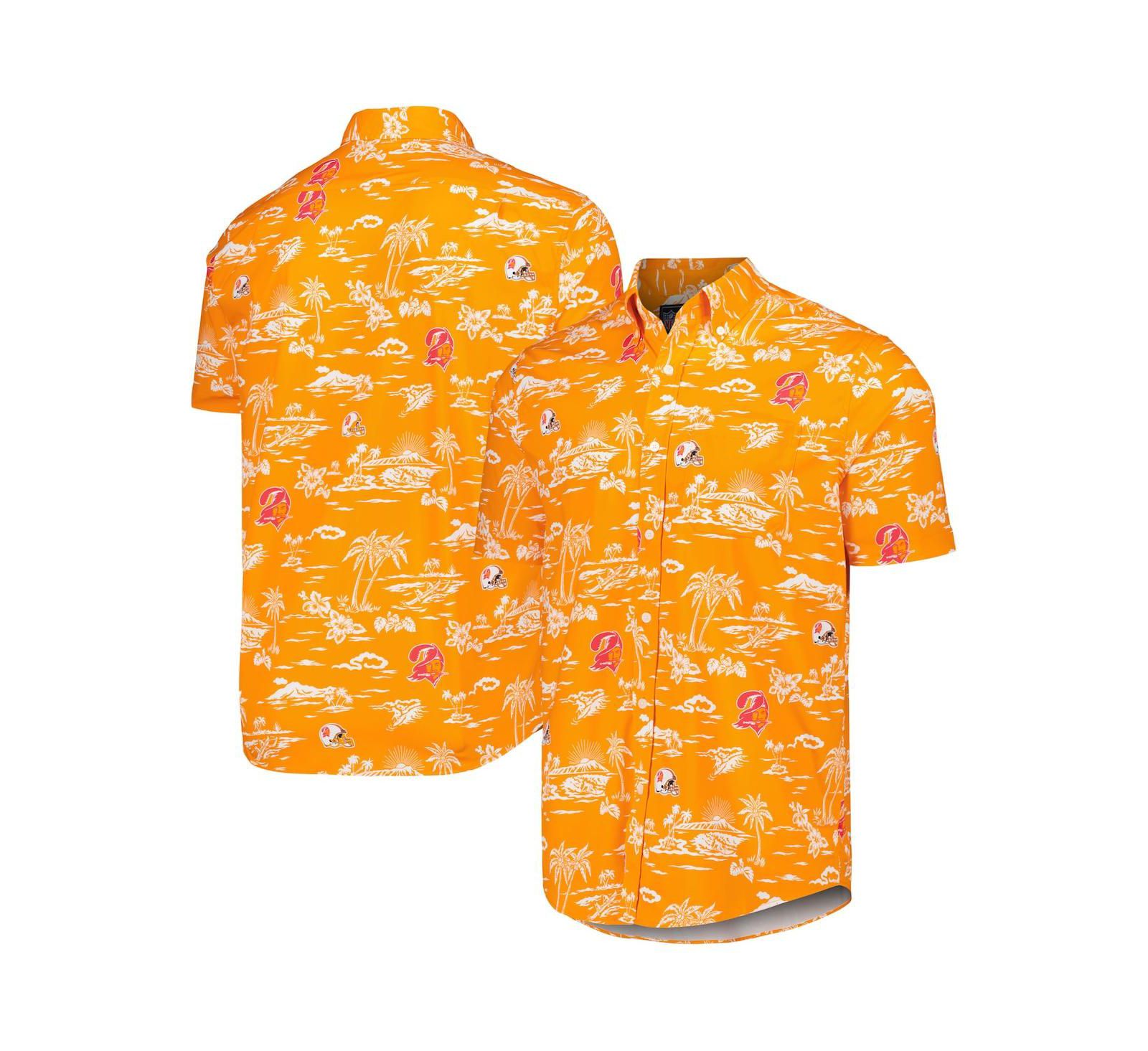 Reyn Spooner Men's Orange Tampa Bay Buccaneers Throwback Kekai Print Button-Up Shirt