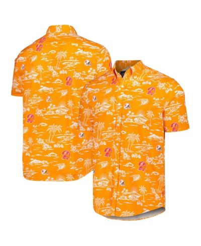Reyn Spooner Men's Orange Tampa Bay Buccaneers Throwback Kekai Print Button-Up Shirt