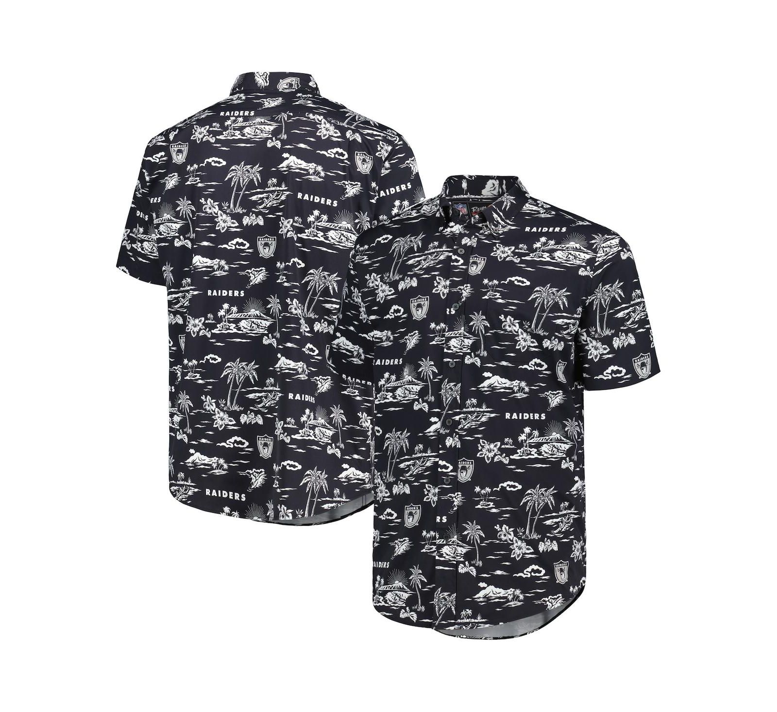 Мужская рубашка Reyn Spooner Black Las Vegas Raiders Throwback Kekai Print Button-Up