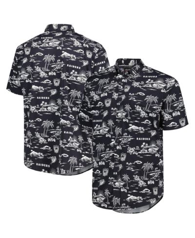 Reyn Spooner Men's Black Las Vegas Raiders Throwback Kekai Print Button-Up Shirt