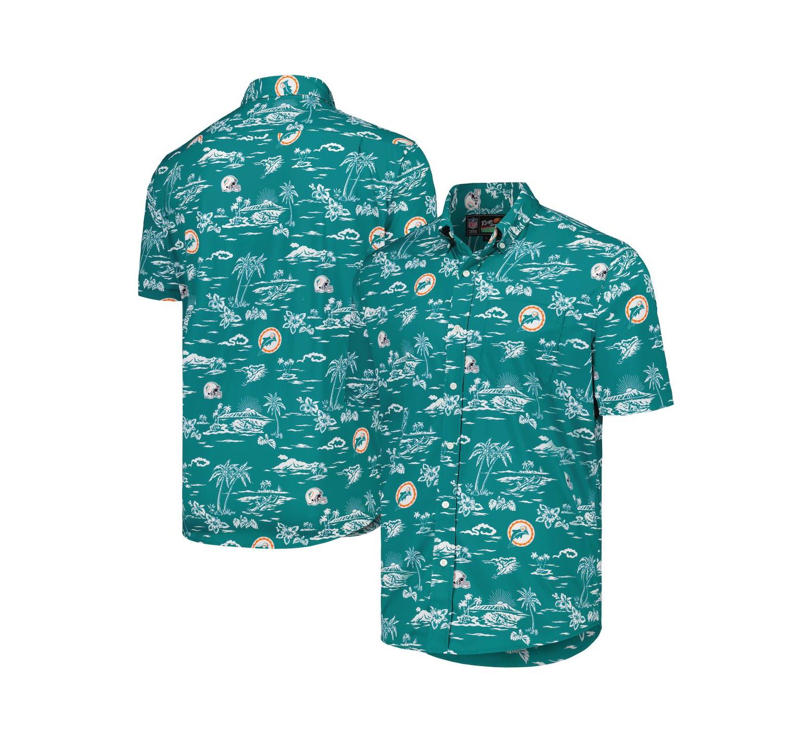 Reyn Spooner Мужская рубашка Miami Dolphins Print Button-Up