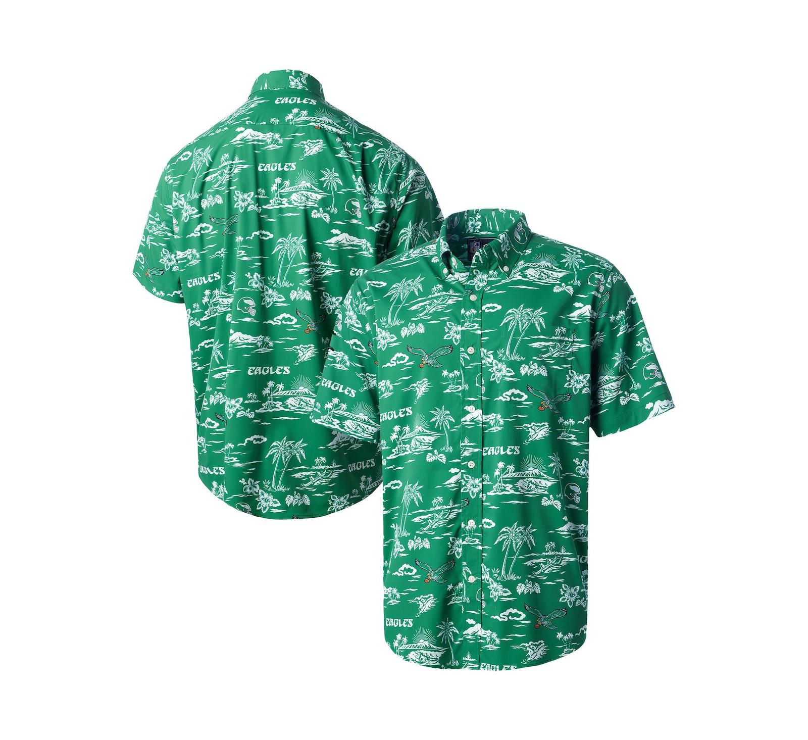 Reyn Spooner Men's Green Philadelphia Eagles Throwback Kekai Print Button-Up Shirt