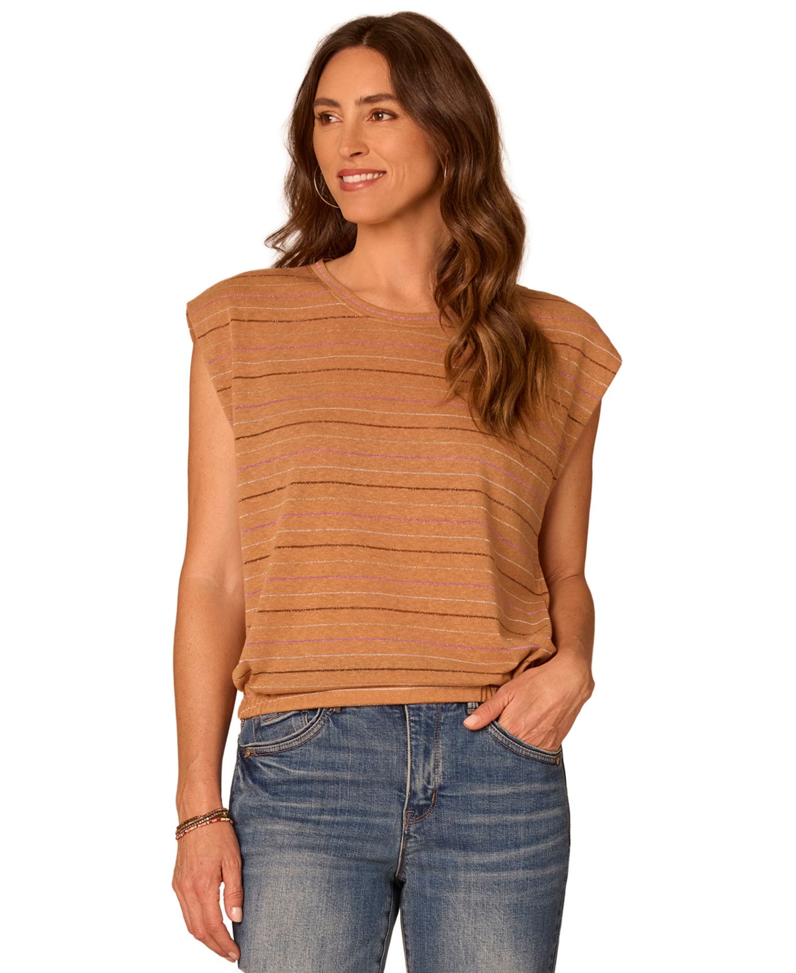 Democracy Petite Origami Cap-Sleeve Pull-On Top
